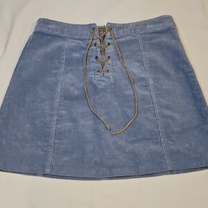 Lace Up Mini Skirt Blue Courdoroy Forever 21 Medium